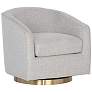 2_Hazel Belfast Heather Gray Fabric and Antique Brass Swivel Armchair