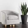 1_Hazel Belfast Heather Gray Fabric and Antique Brass Swivel Armchair