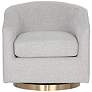 6_Hazel Belfast Heather Gray Fabric and Antique Brass Swivel Armchair more views