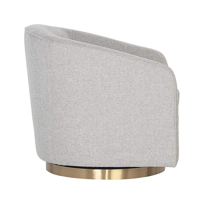 Image 7 Hazel Belfast Heather Gray Fabric and Antique Brass Swivel Armchair more views