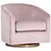 Hazel Blush Sky and Antique Brass Swivel Armchair