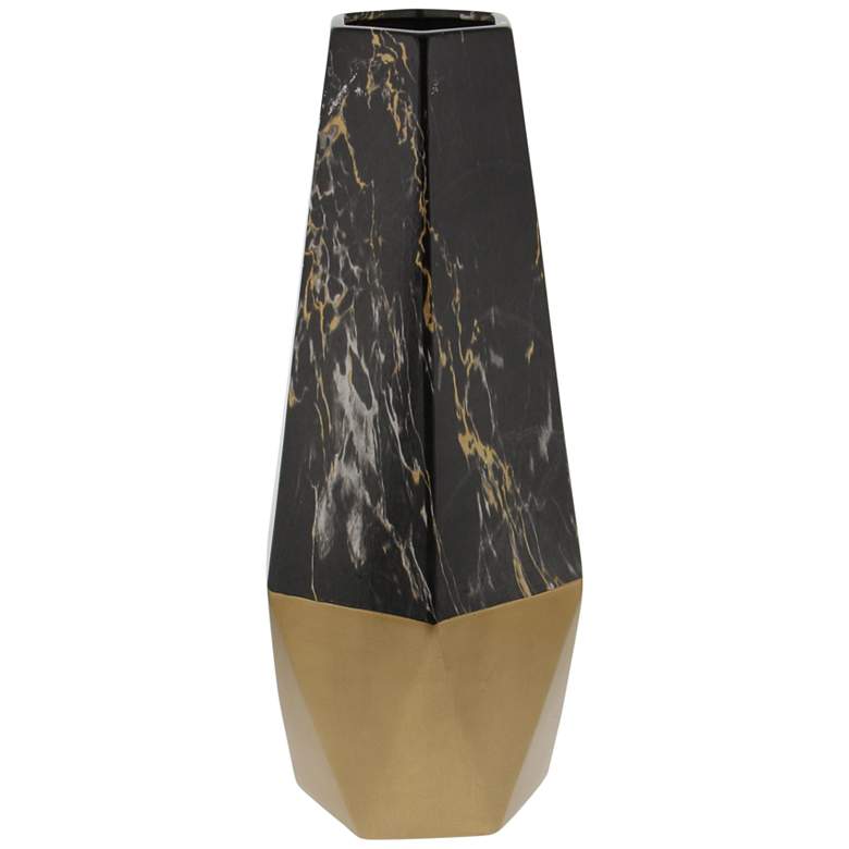 Image 1 Hazen 18" High Black Gold Geometric Vase
