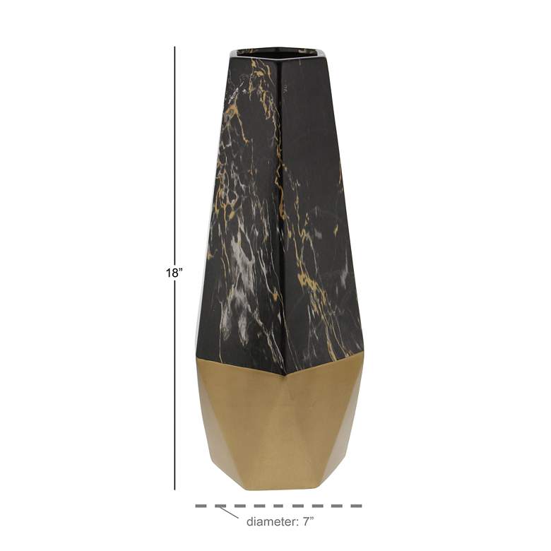 Image 3 Hazen 18 inch High Black Gold Geometric Vase more views