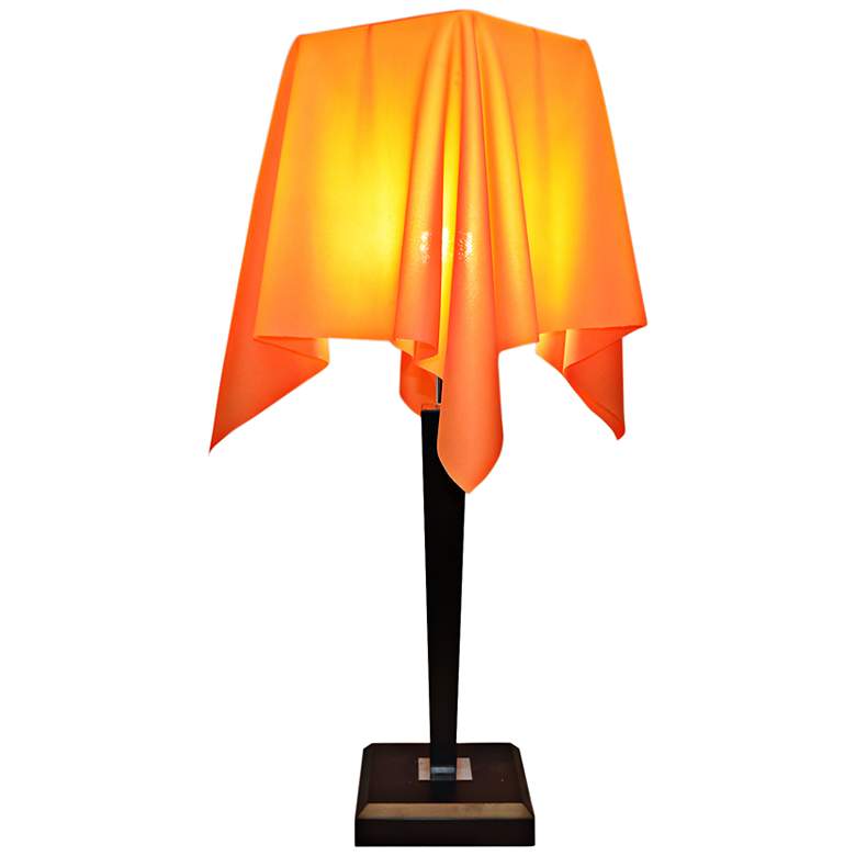Image 1 Hazen Hand-Crafted Fabric Peach Wood Table Lamp