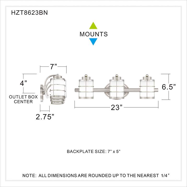 Image 5 Hazlett 23" Wide Brushed Nickel 3-Light Bath Light more views
