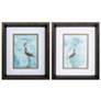 Hazy Morning Heron 9"W x 11"H Framed Art Set of 2
