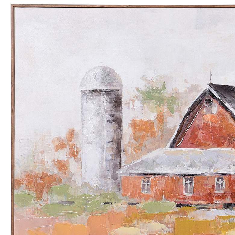 Image 2 Hazy Red Barn Art Print On Canvas Framed more views