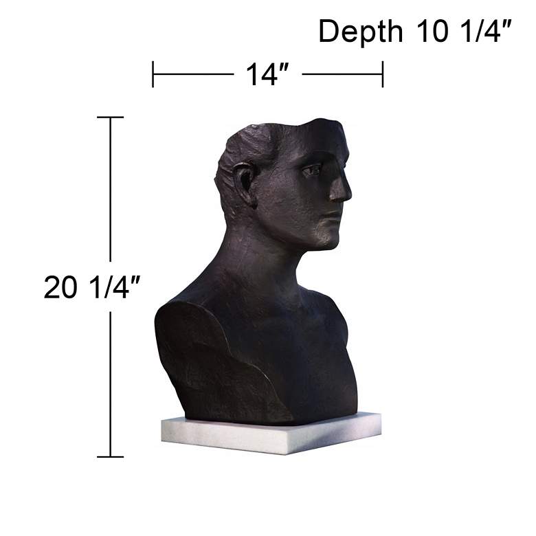 Image 2 Head 20 1/4" High Antique Bronze Metal Statue more views
