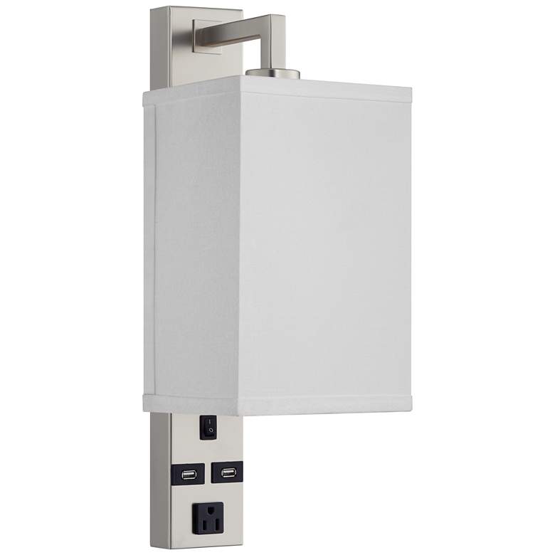 Image 1 Headboard 19" High Modern Plug-In Wall Light with USB Ports and Outlet