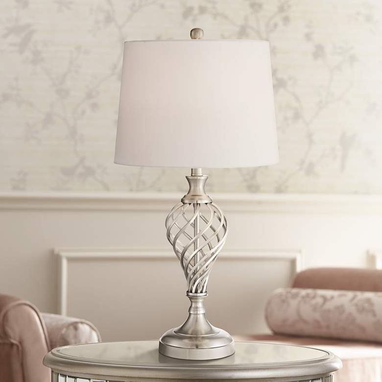 Image 1 Healey Brushed Steel Table Lamp by 360 Lighting