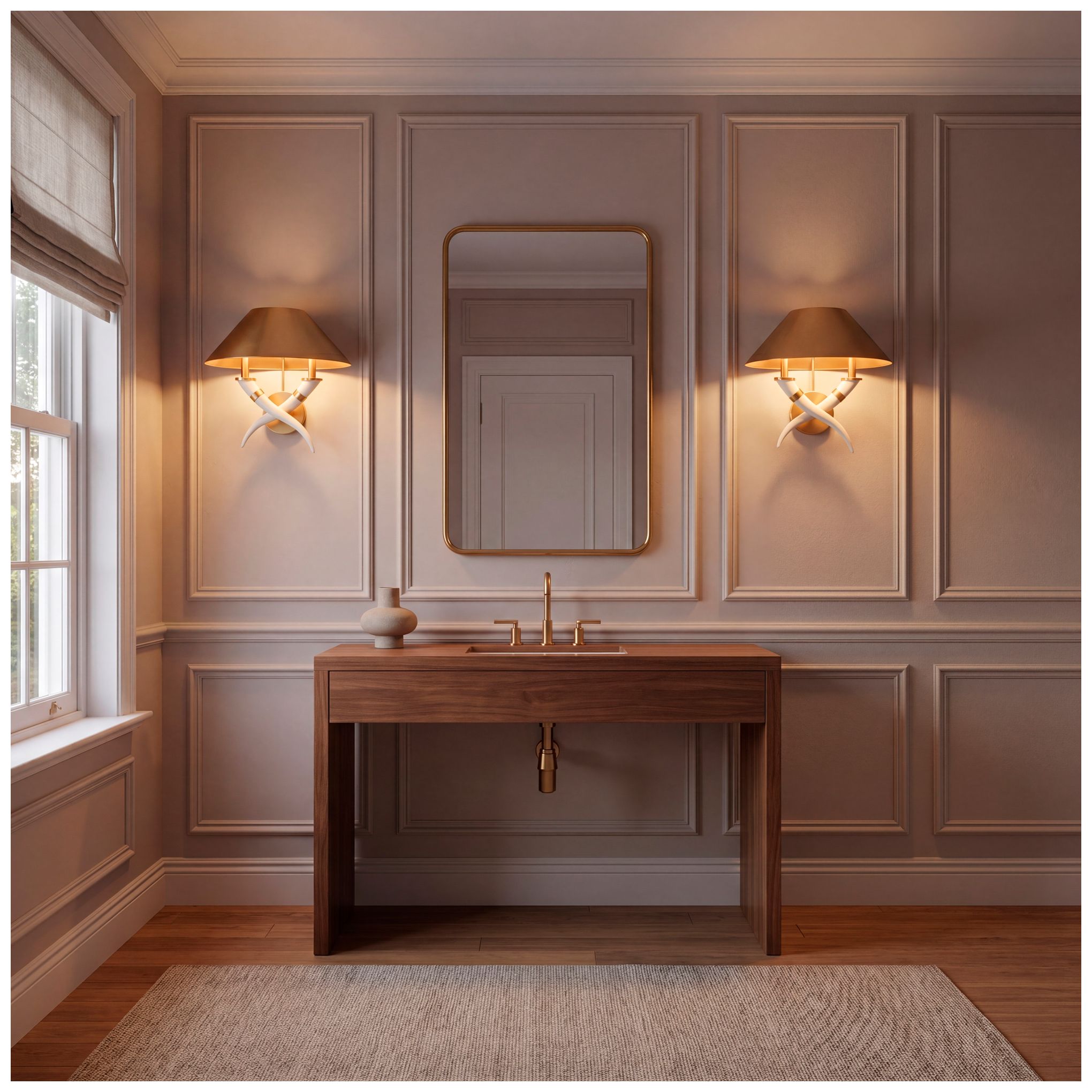 Image 7 Hearne 2-Light Wall Sconce in Warm Brass by Dann Foley more views