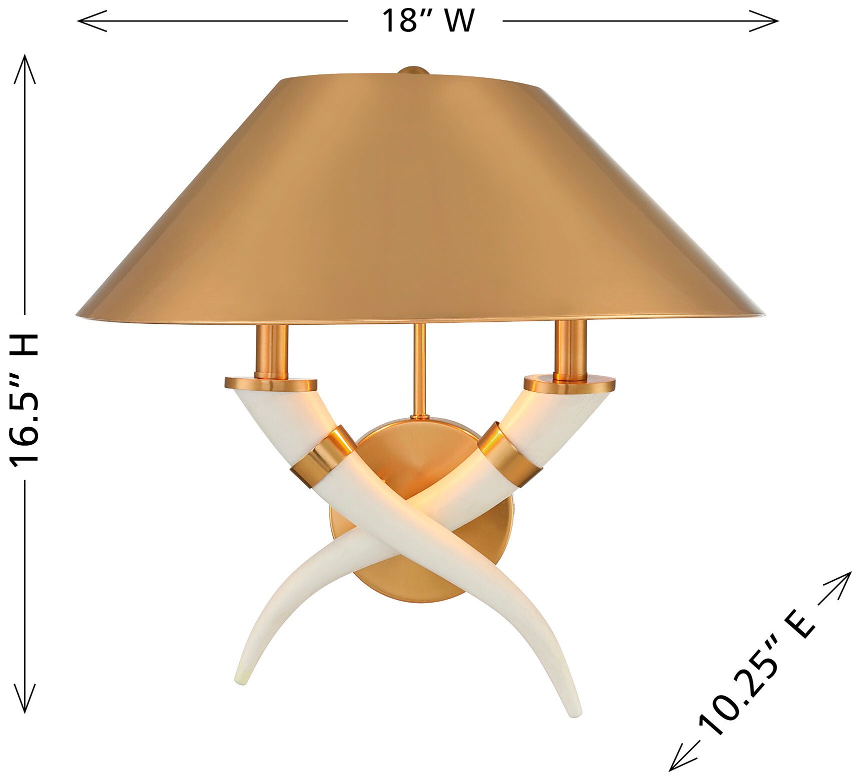 Hearne 2-Light Wall Sconce in Warm Brass by Dann Foley