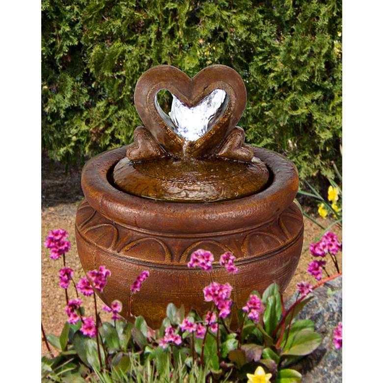 Image 1 Heart of Hearts 21"H Relic Roho LED Bubbler Outdoor Fountain
