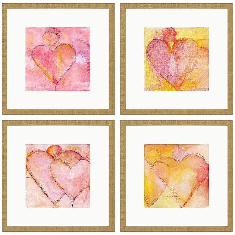 Image 1 Heart of Hearts 21"W x 21"H Framed Art Set of 4