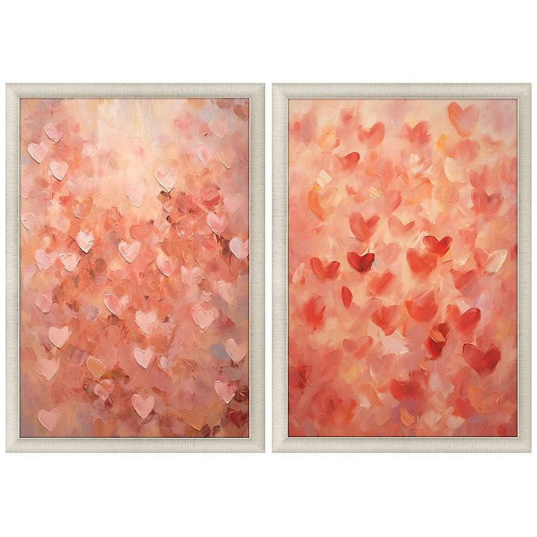 Image 1 Heart Pattern 23"W x 33"H Framed Art Set of 2