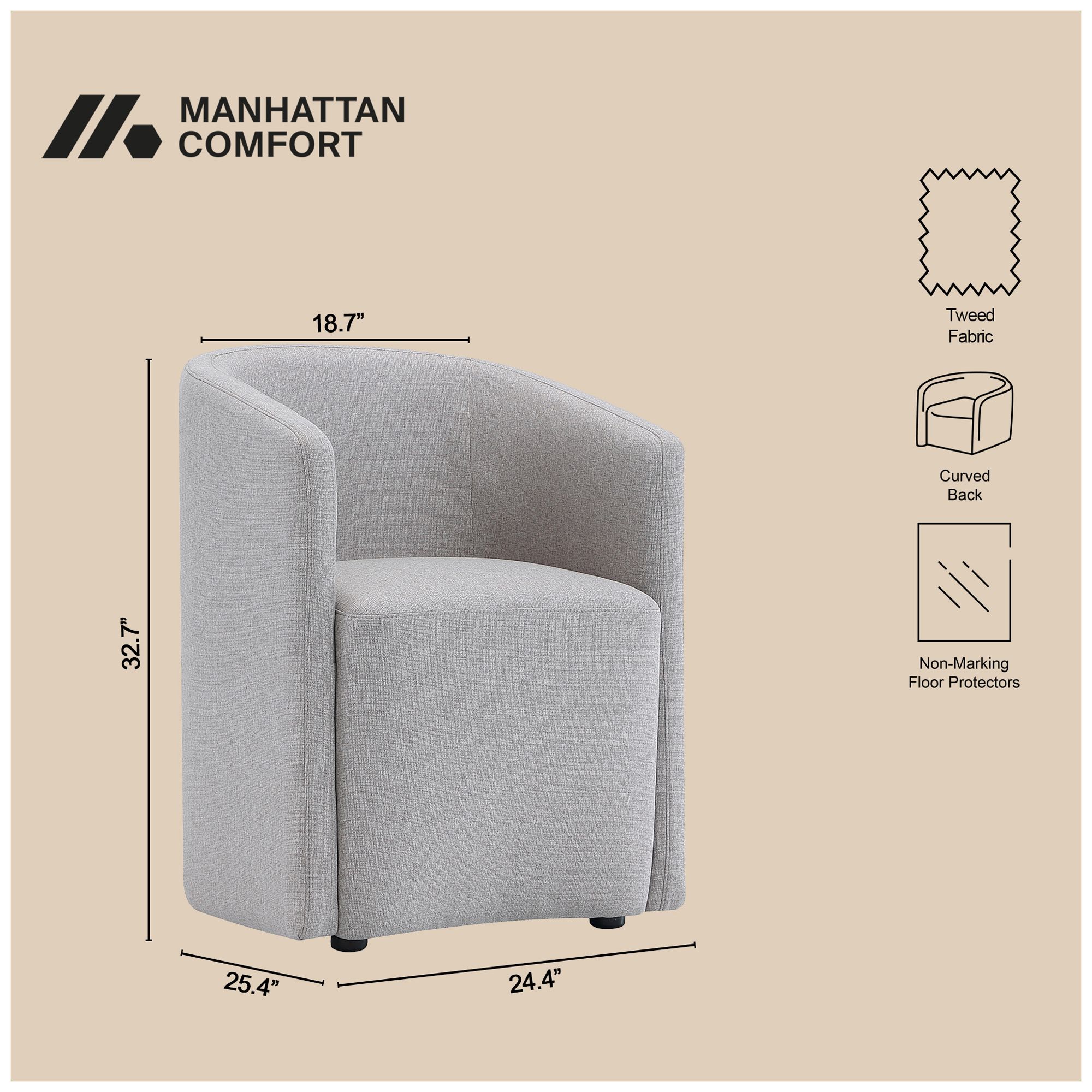 Image 5 Hearth Contemporary Modern Upholstered Armchair in Light Gray more views