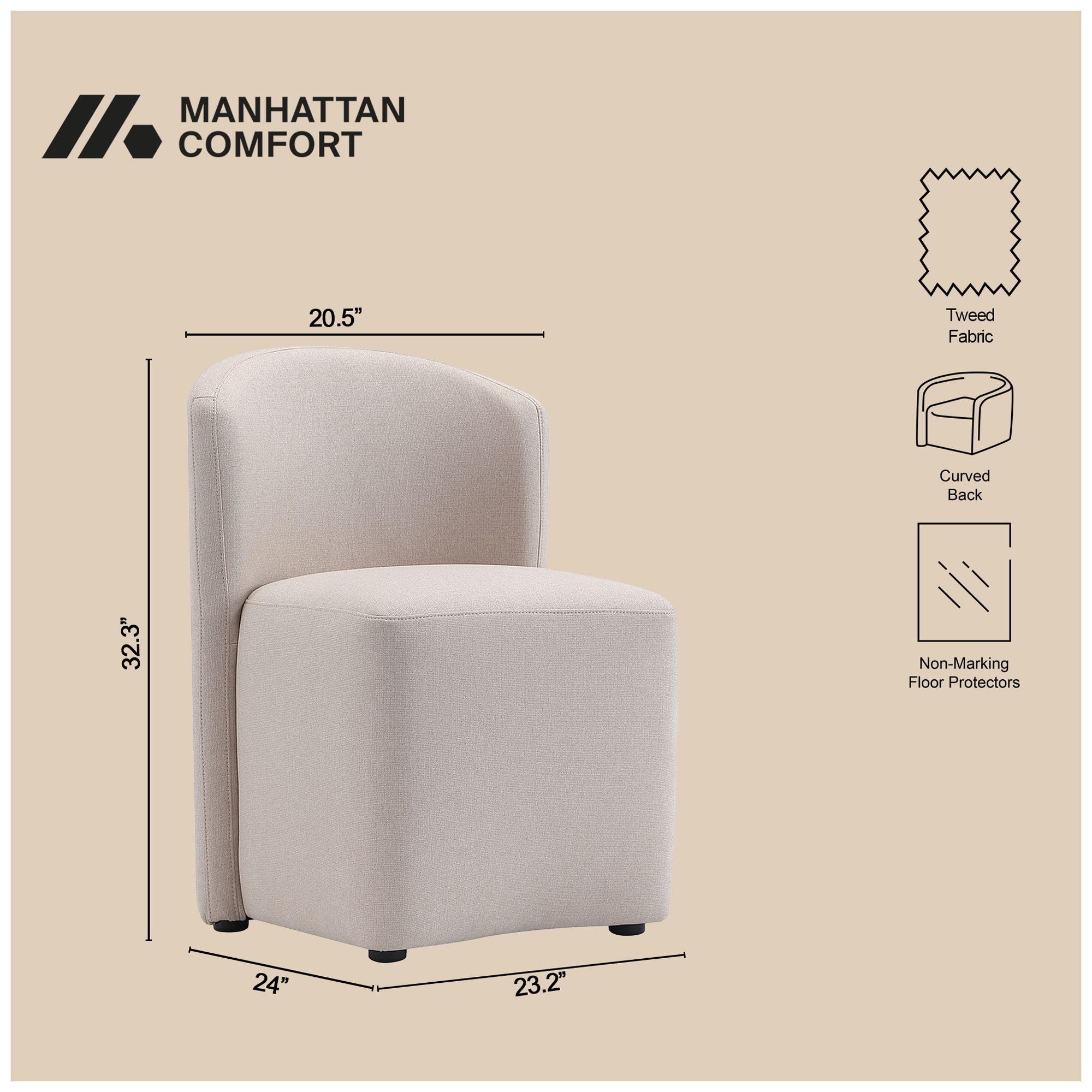 Image 5 Hearth Contemporary Modern Upholstered Side Chair in Barley more views