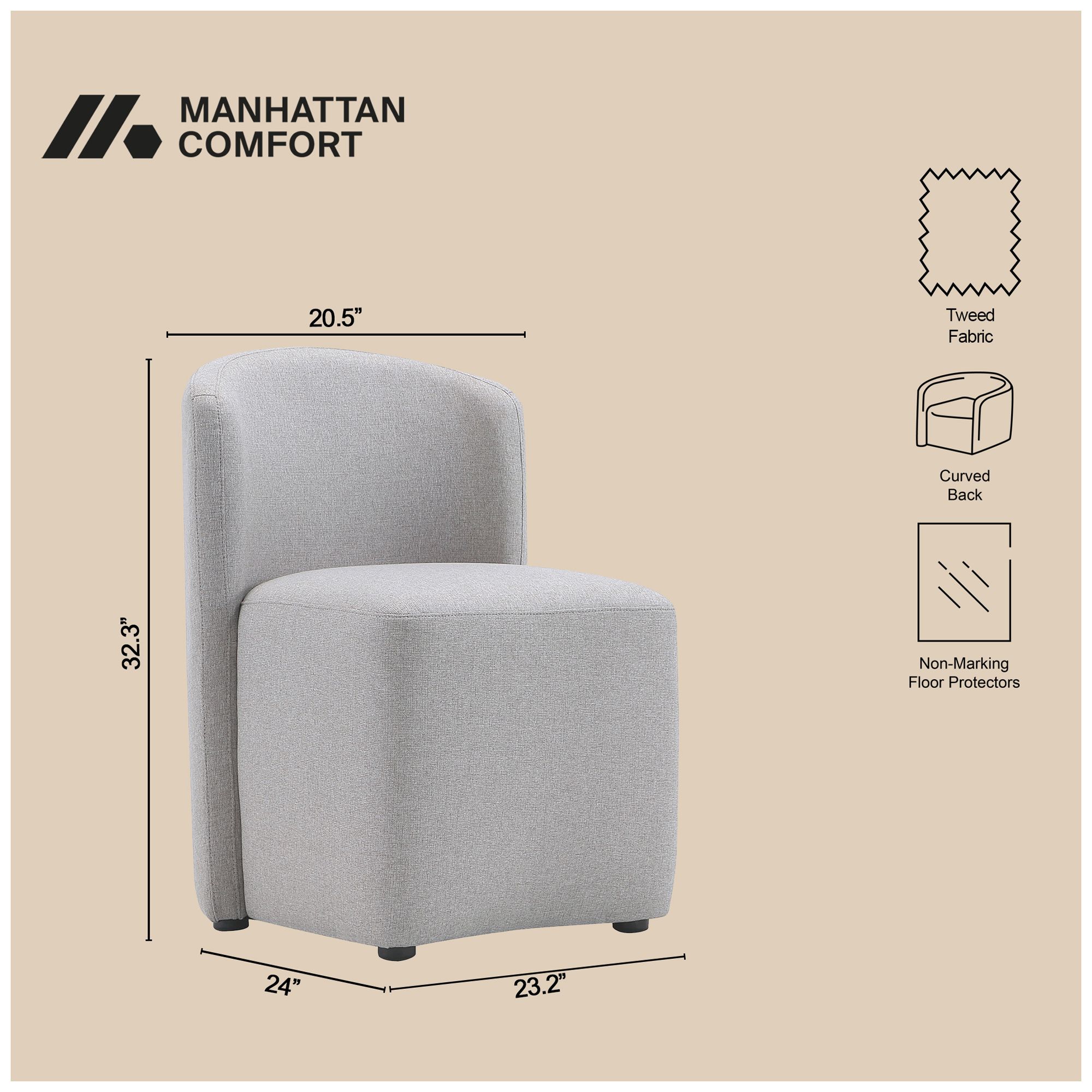 Image 5 Hearth Contemporary Modern Upholstered Side Chair in Light Gray more views