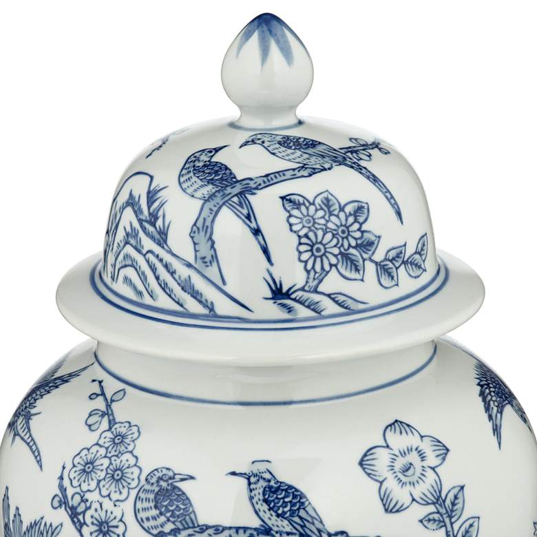 Image 4 Heather 16" High Blue and White Ceramic Ginger Jar with Lid more views
