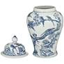 Heather 16" High Blue and White Ceramic Ginger Jar with Lid in scene