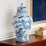 2_Heather 20 3/4" High Blue and White Ceramic Ginger Jar with Lid