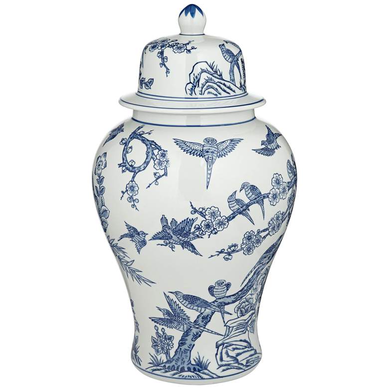 Image 7 Heather 20 3/4" High Blue and White Ceramic Ginger Jar with Lid more views