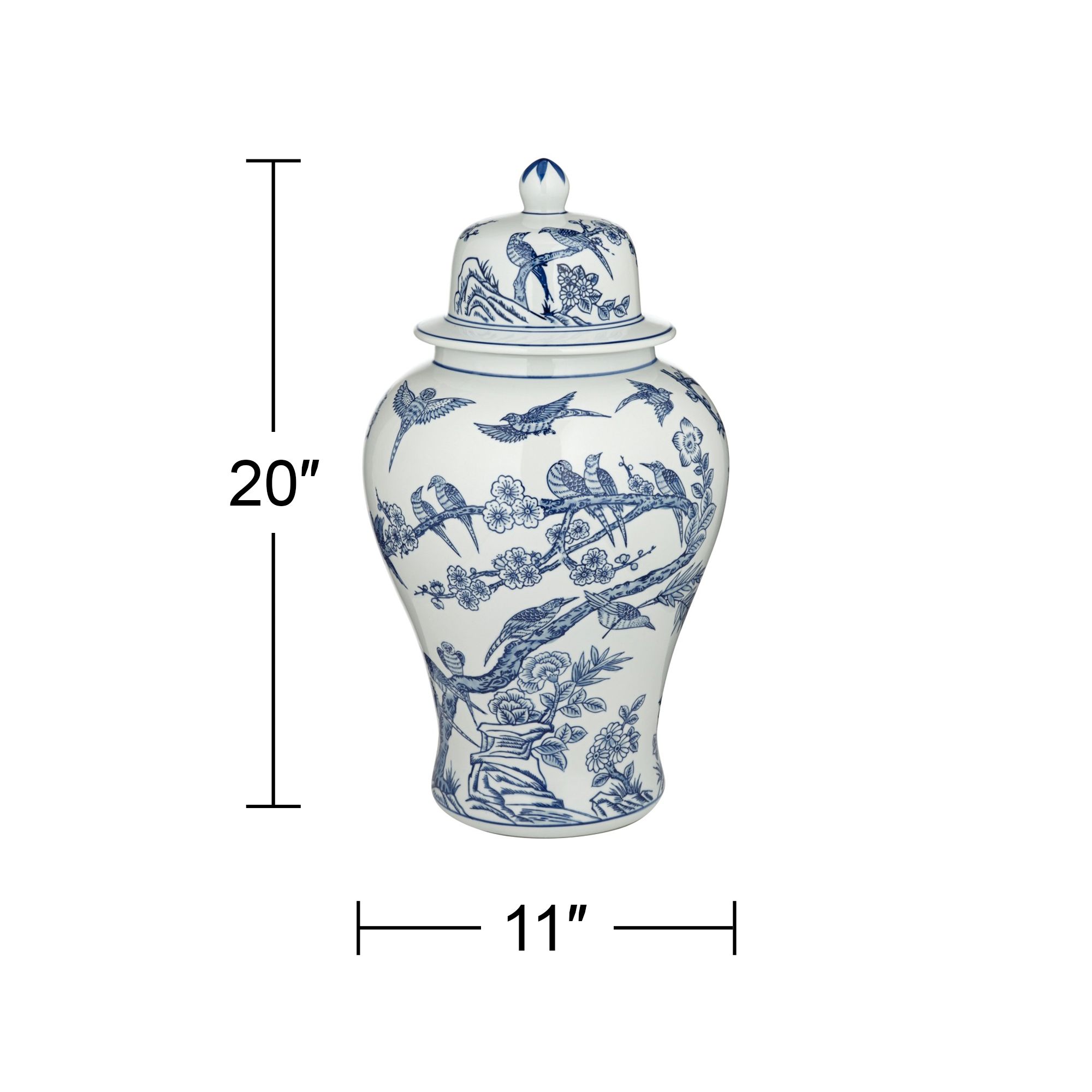 Heather 20 3/4" High Blue and White Ceramic Ginger Jar with Lid in scene