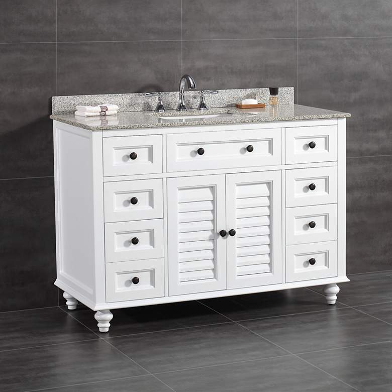 Image 1 Heather 48" Wide White 6-Drawer Single Sink Vanity