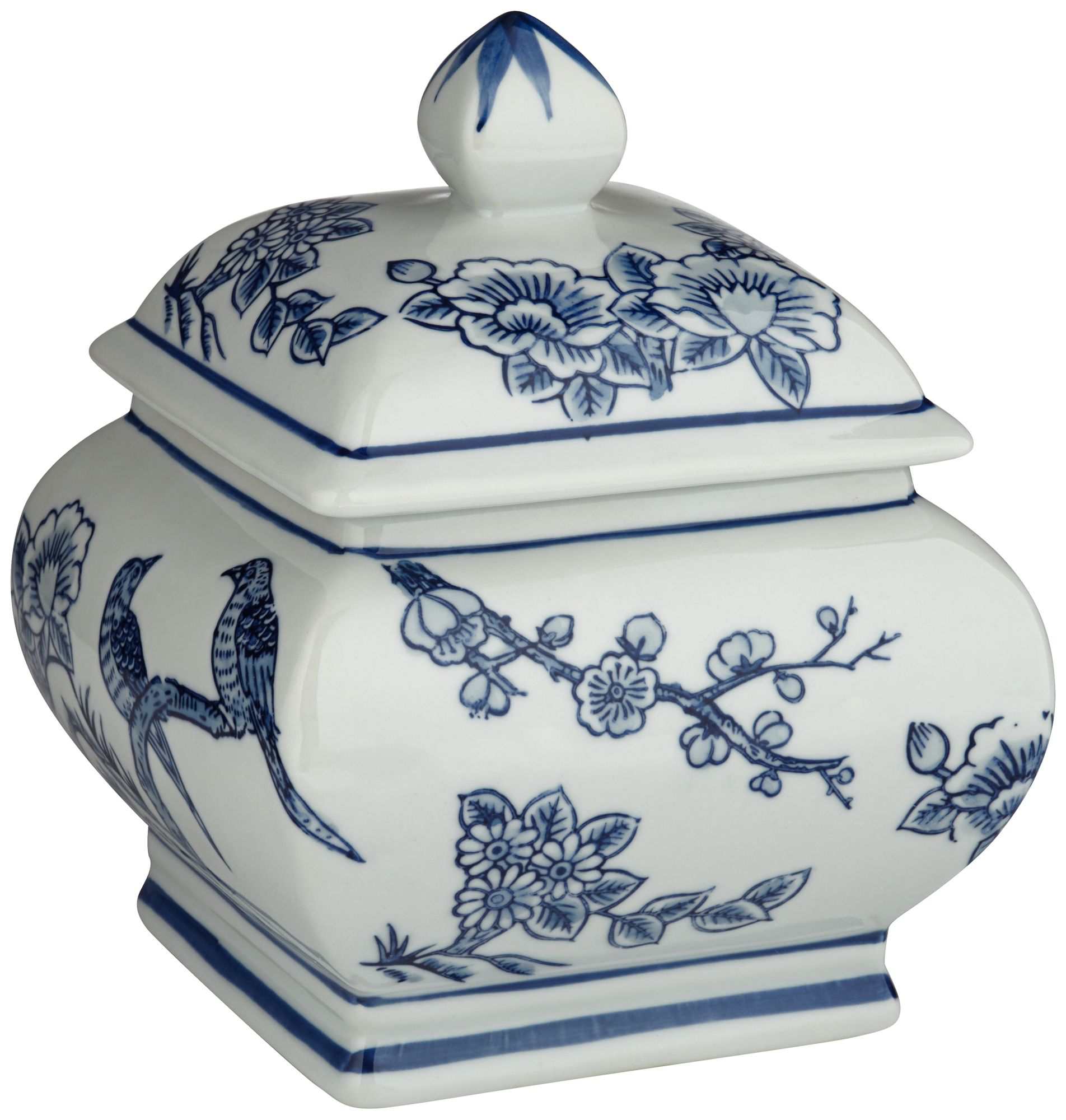 Image 6 Heather 7 1/2" High Blue and White Ginger Jar Accessory with Lid more views