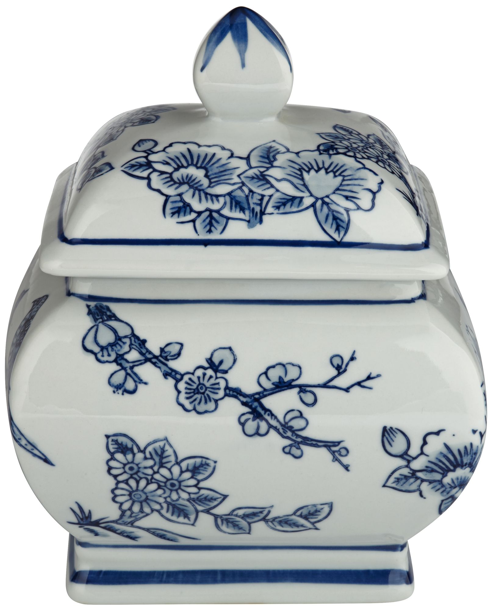 Heather 7 1/2" High Blue and White Ginger Jar Accessory with Lid in scene