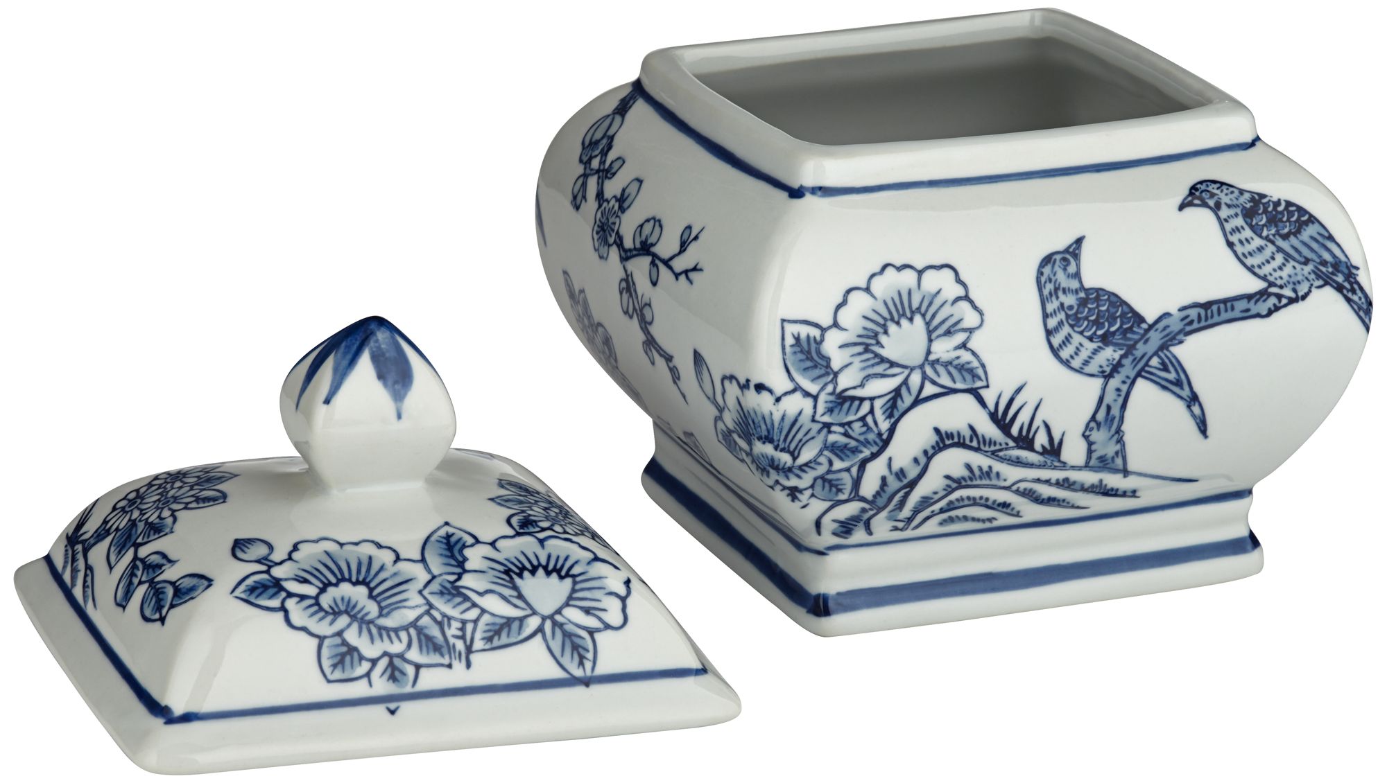 Heather 7 1/2" High Blue and White Ginger Jar Accessory with Lid in scene