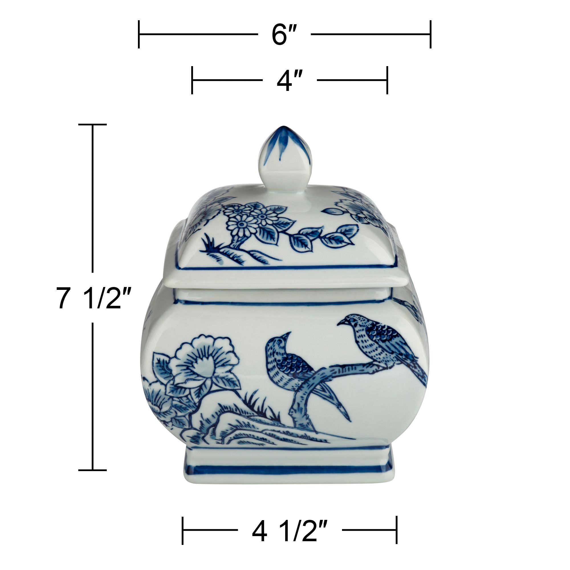 Heather 7 1/2" High Blue and White Ginger Jar Accessory with Lid in scene