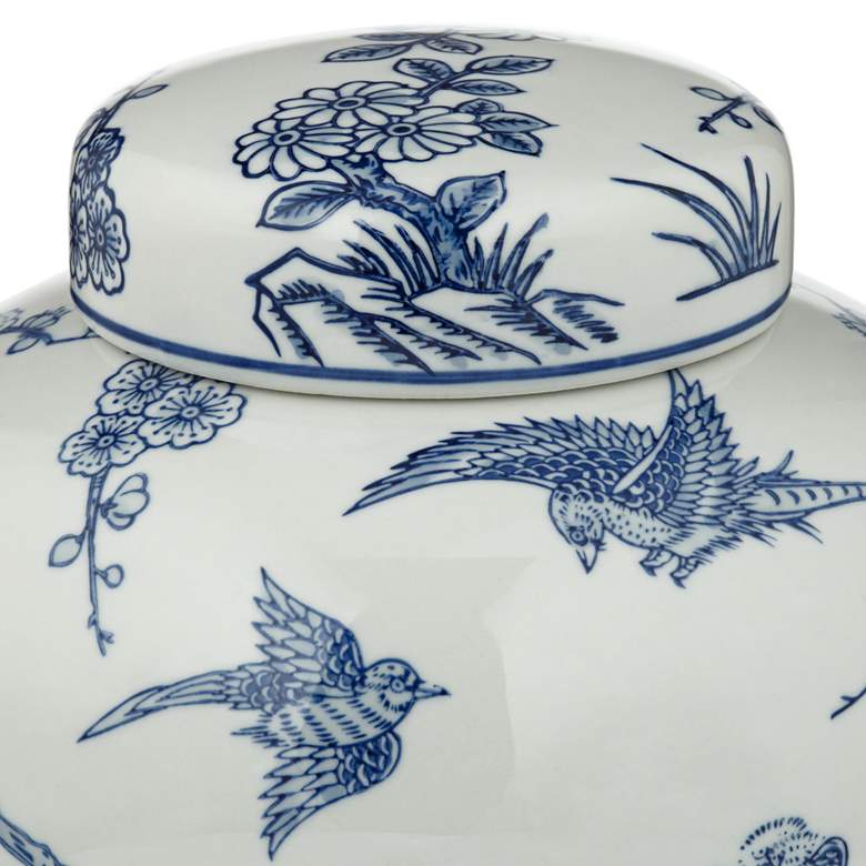 Image 4 Heather 9 1/2" High Blue and White Ceramic Decorative Jar with Lid more views