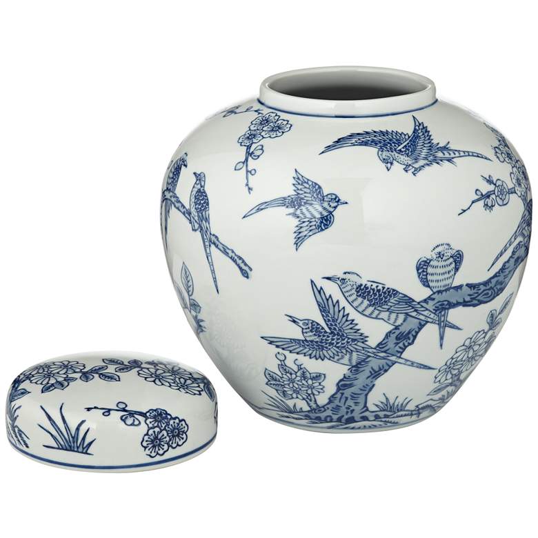 Image 7 Heather 9 1/2" High Blue and White Ceramic Decorative Jar with Lid more views