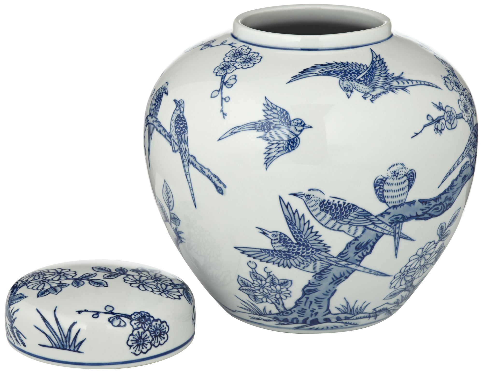 Image 7 Heather 9 1/2" High Blue and White Ceramic Ginger Jar with Lid more views