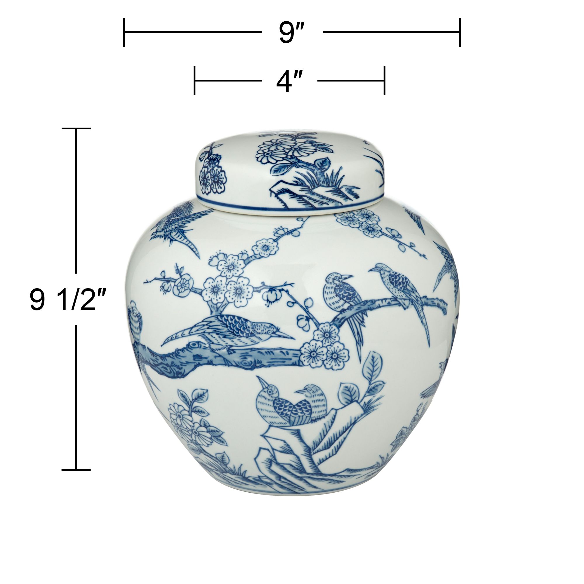 Heather 9 1/2" High Blue and White Ceramic Ginger Jar with Lid in scene