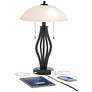 Heather Glass Shade Accent Table Lamp with USB Port Set of 2
