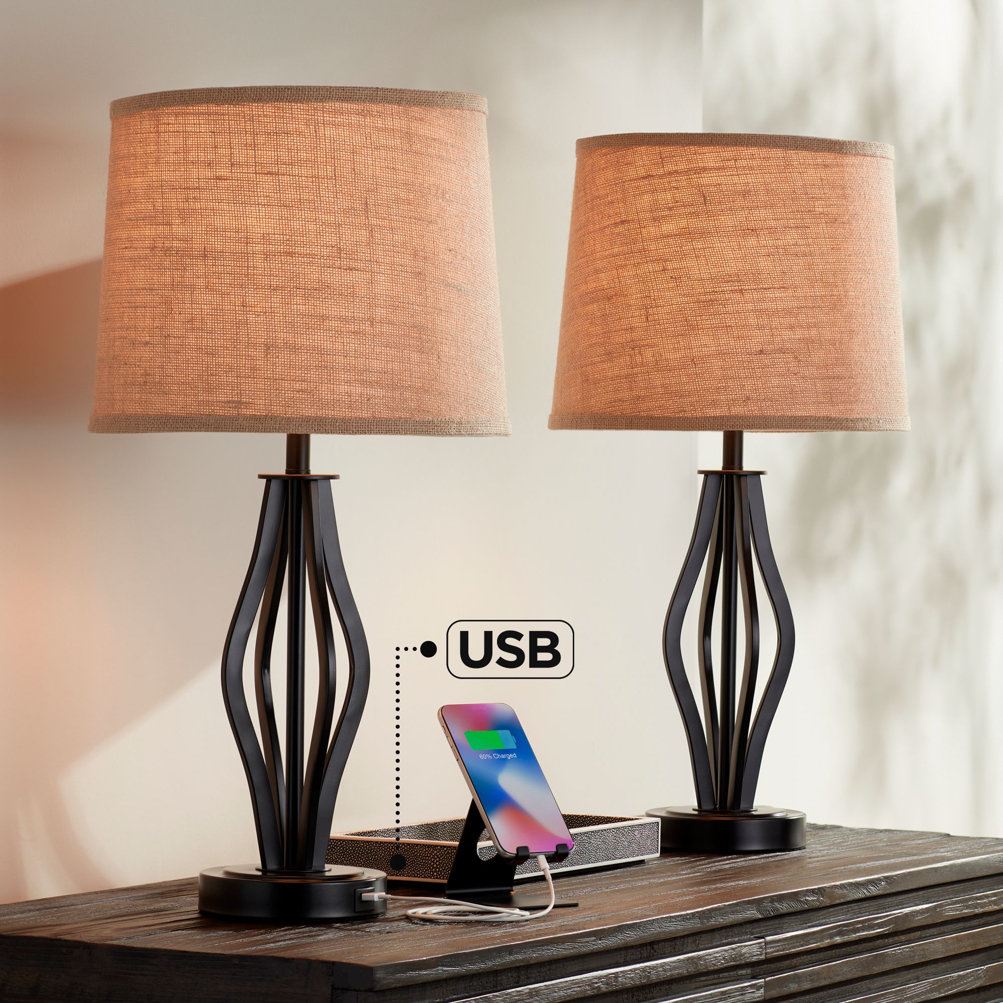 hotel bedside lamps with usb port