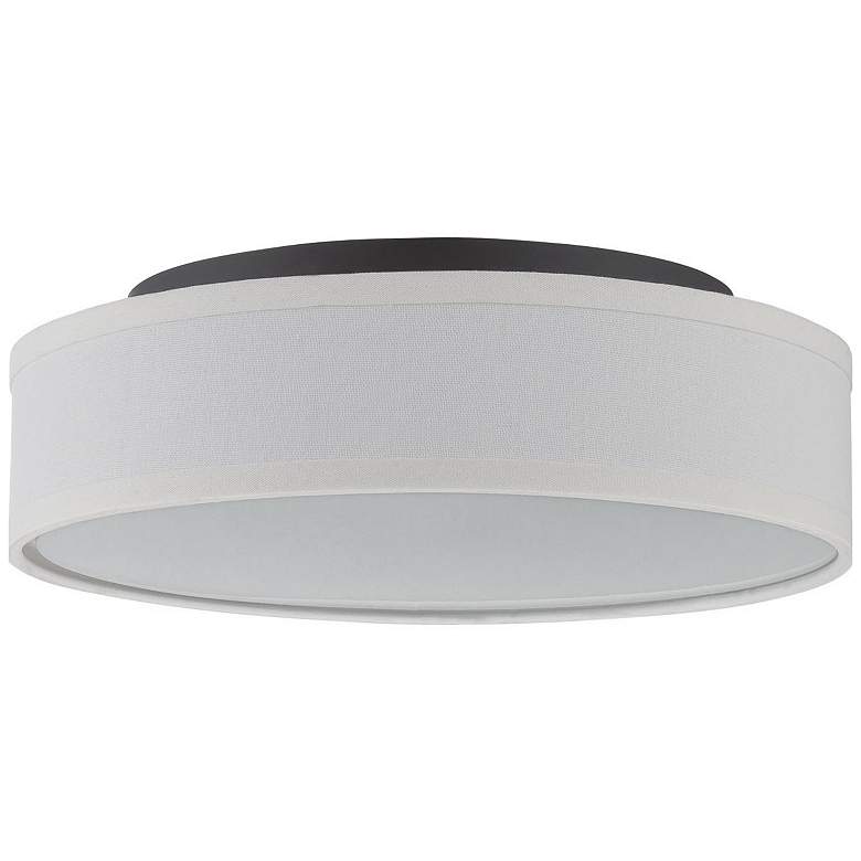 Image 1 Heather; LED Flush Fixture with White Linen Shade