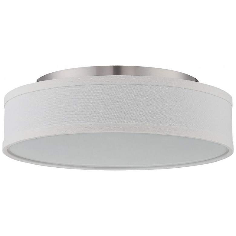 Image 1 Heather; LED Flush Fixture with White Linen Shade