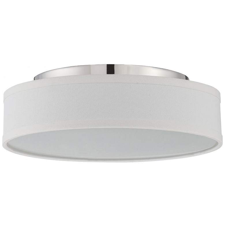 Image 1 Heather; LED Flush Fixture with White Linen Shade