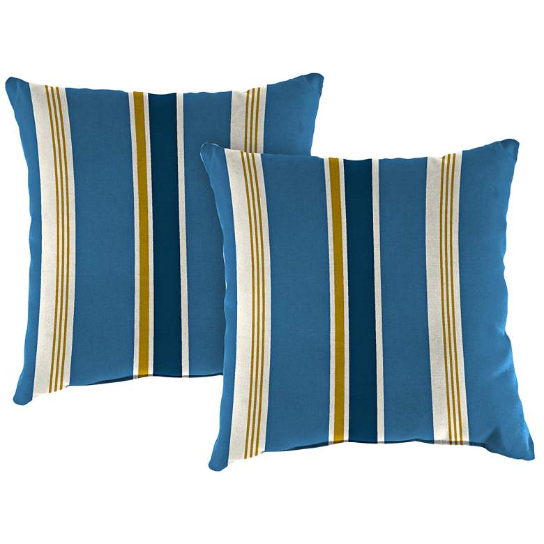 Image 1 Heatwave Stripe Cobalt 18 inch Square Outdoor Pillow Set of 2