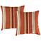 Heatwave Stripe Coral 18" Square Outdoor Pillow Set of 2