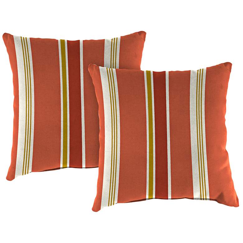 Image 1 Heatwave Stripe Coral 18 inch Square Outdoor Pillow Set of 2