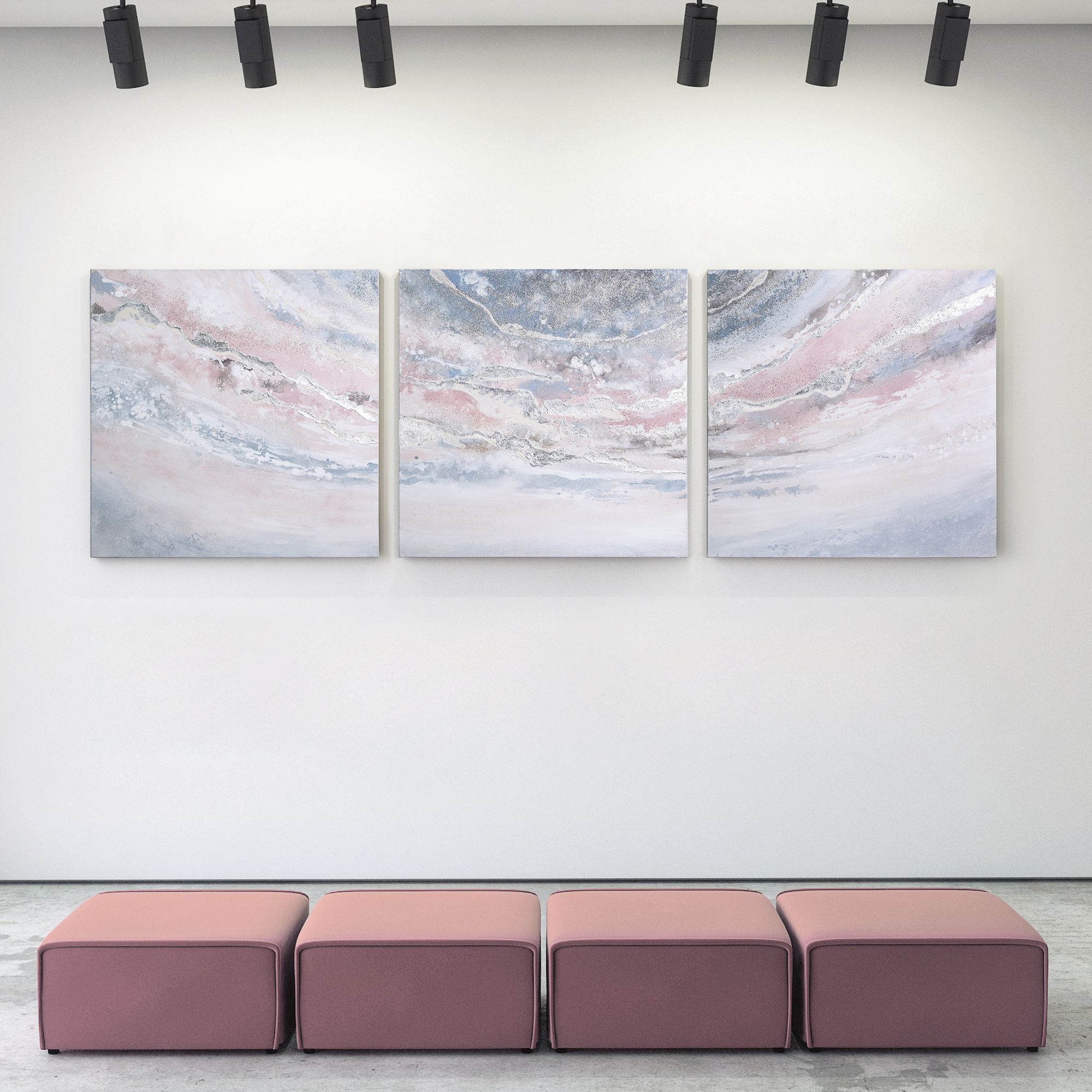 Heavens 1 32" Square Textured Metallic 3-Piece Canvas Wall Art in scene