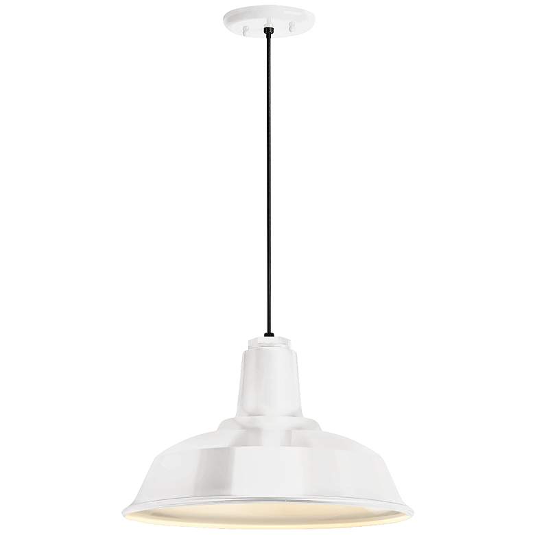 Heavy Duty 14&quot; Wide Gloss White Outdoor Hanging Light