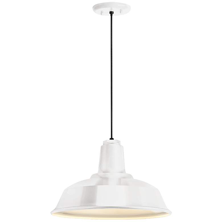 Image 1 Heavy Duty 14" Wide Gloss White Outdoor Hanging Light