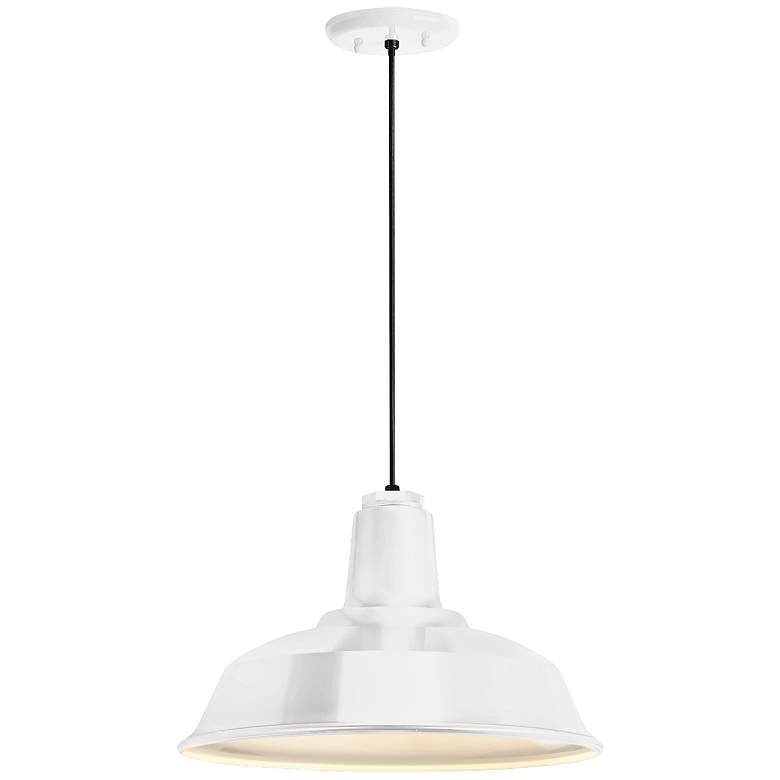 Image 1 Heavy Duty 14 inch Wide Gloss White Outdoor Hanging Light