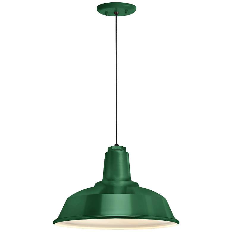 Image 1 Heavy Duty 16 inch Wide Hunter Green Outdoor Hanging Light