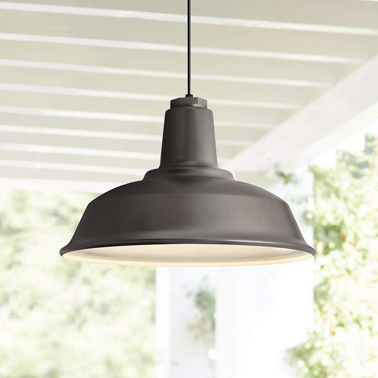 Image 1 Heavy Duty 16"W Textured Bronze Outdoor Hanging Light